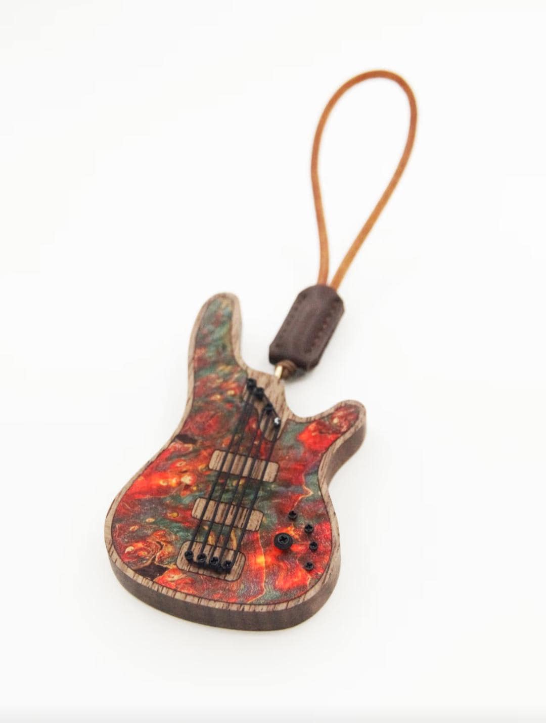 Handmade Wooden Mini Colorful Bass Keychain | Gift For Music Lover