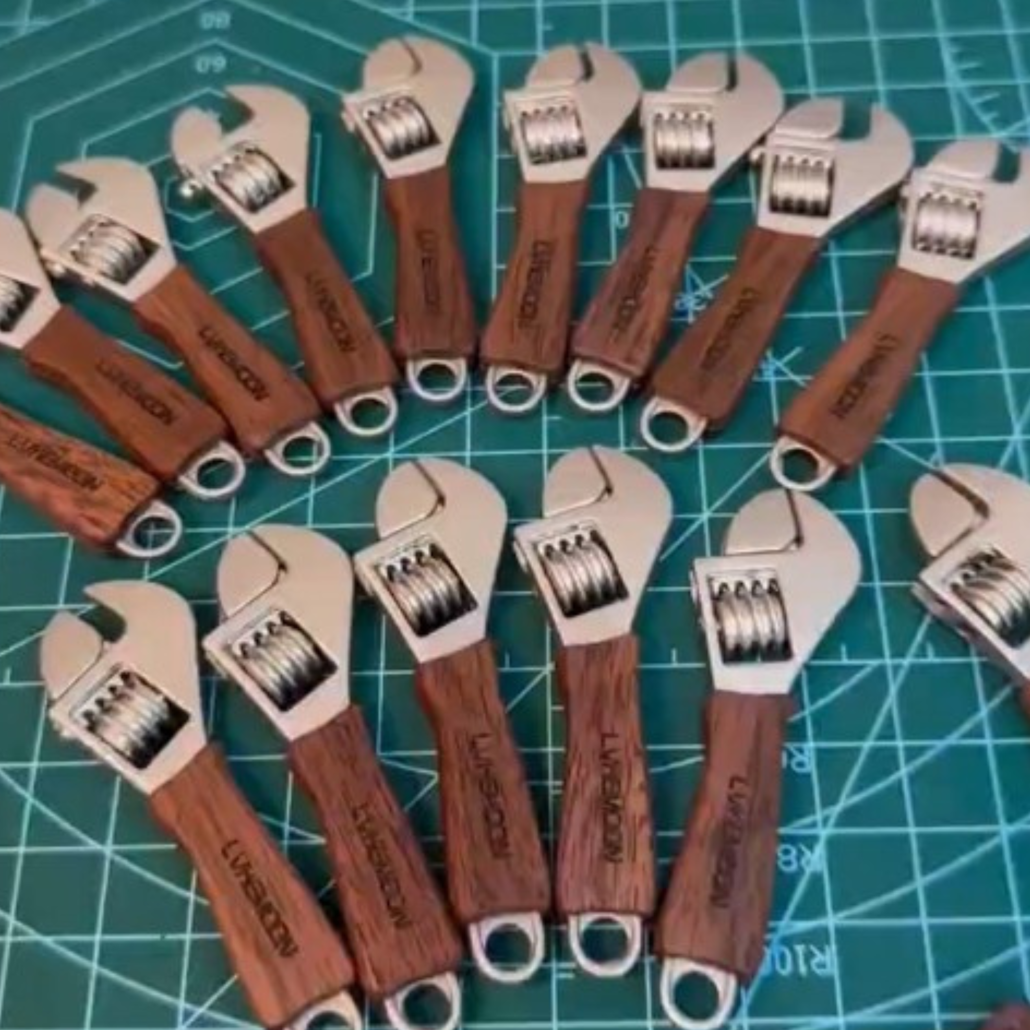 Handmade Wooden Miniature Wrench Keychain | Quirky Desk Accessory