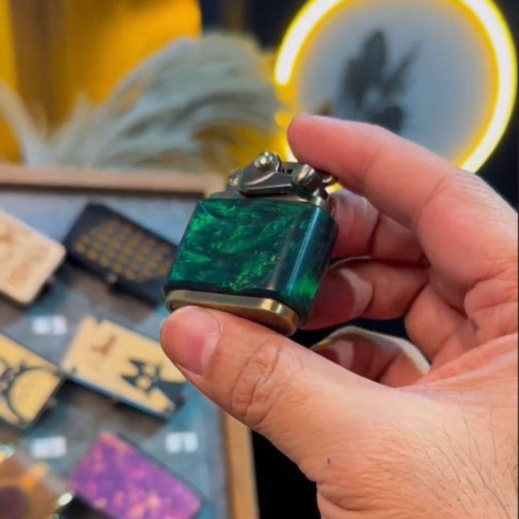 Handcrafted Wooden Lighter in Lake Green