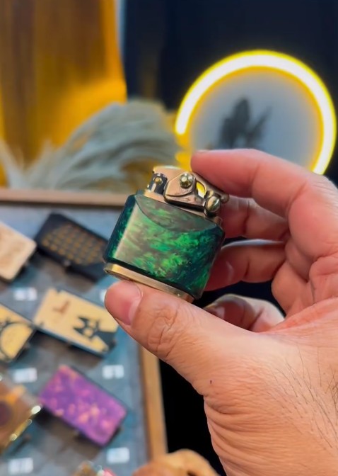 Handcrafted Wooden Lighter in Lake Green
