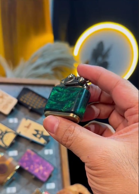 Handcrafted Wooden Lighter in Lake Green
