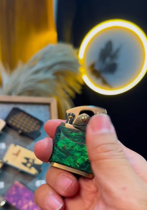Handcrafted Wooden Lighter in Lake Green