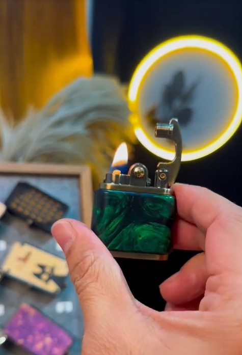 Handcrafted Wooden Lighter in Lake Green