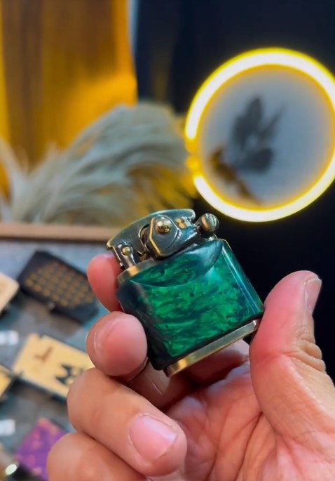 Handcrafted Wooden Lighter in Lake Green