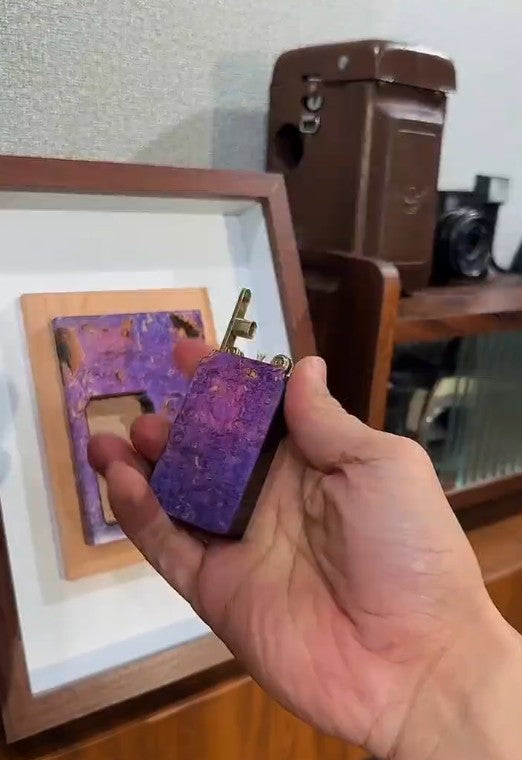 Handmade Wooden Painting With Built-in Lighter | Unique Art & Design