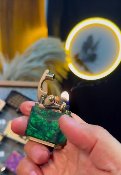 Handcrafted Wooden Lighter in Lake Green