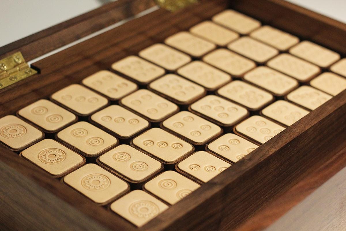 Handmade Wooden Mahjong Set | 144 Tiles Three Suits Characters