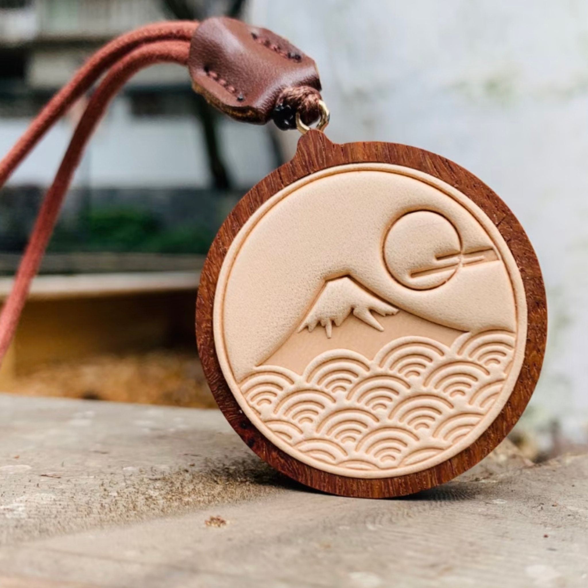 Handmade Japan Fuji Mountain Wooden Car Charm | Minimalist Gift