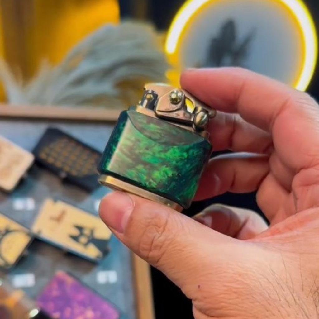 Handcrafted Wooden Lighter in Lake Green