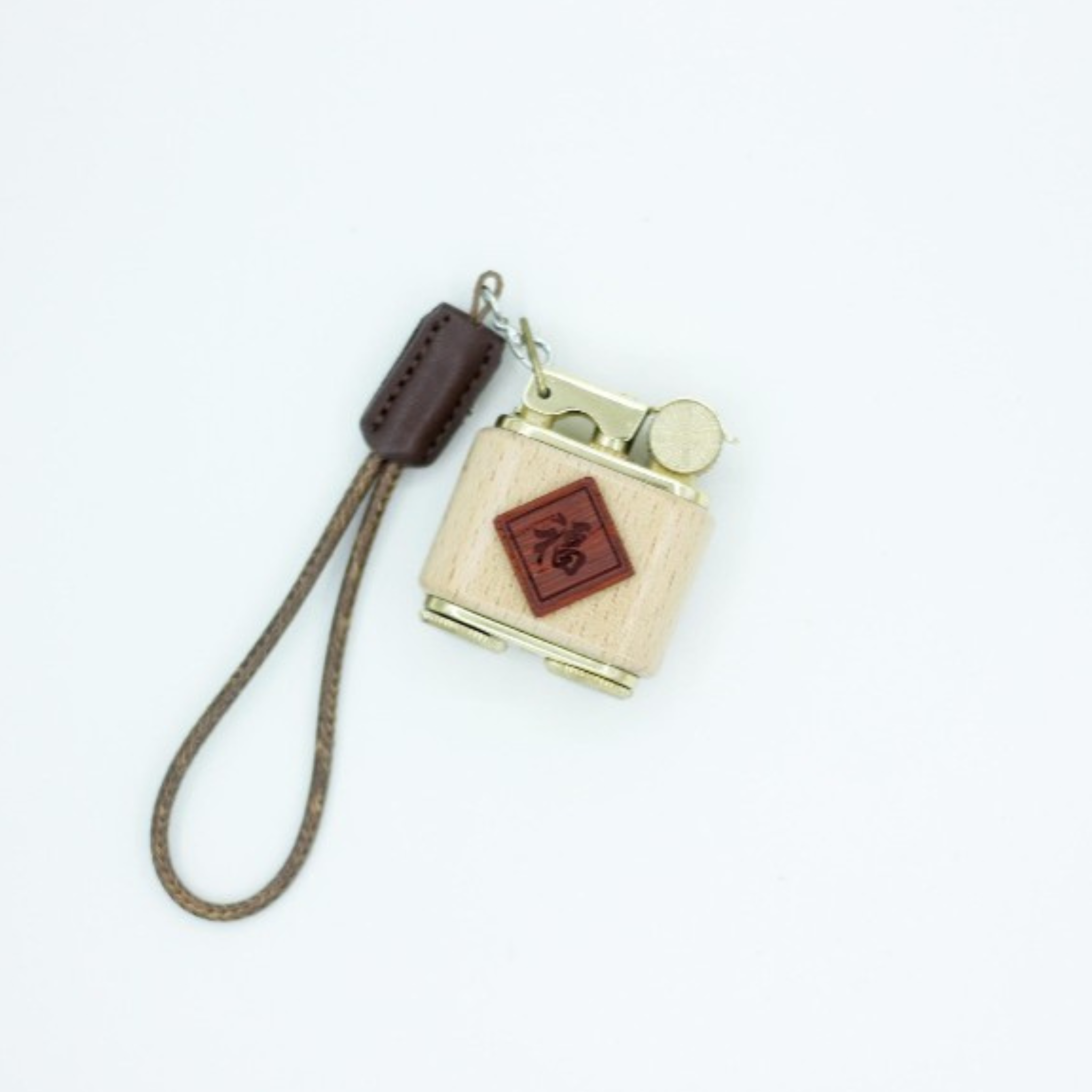 Handmade Wooden Lighter Chinese Characters Featuring Good Luck 福字