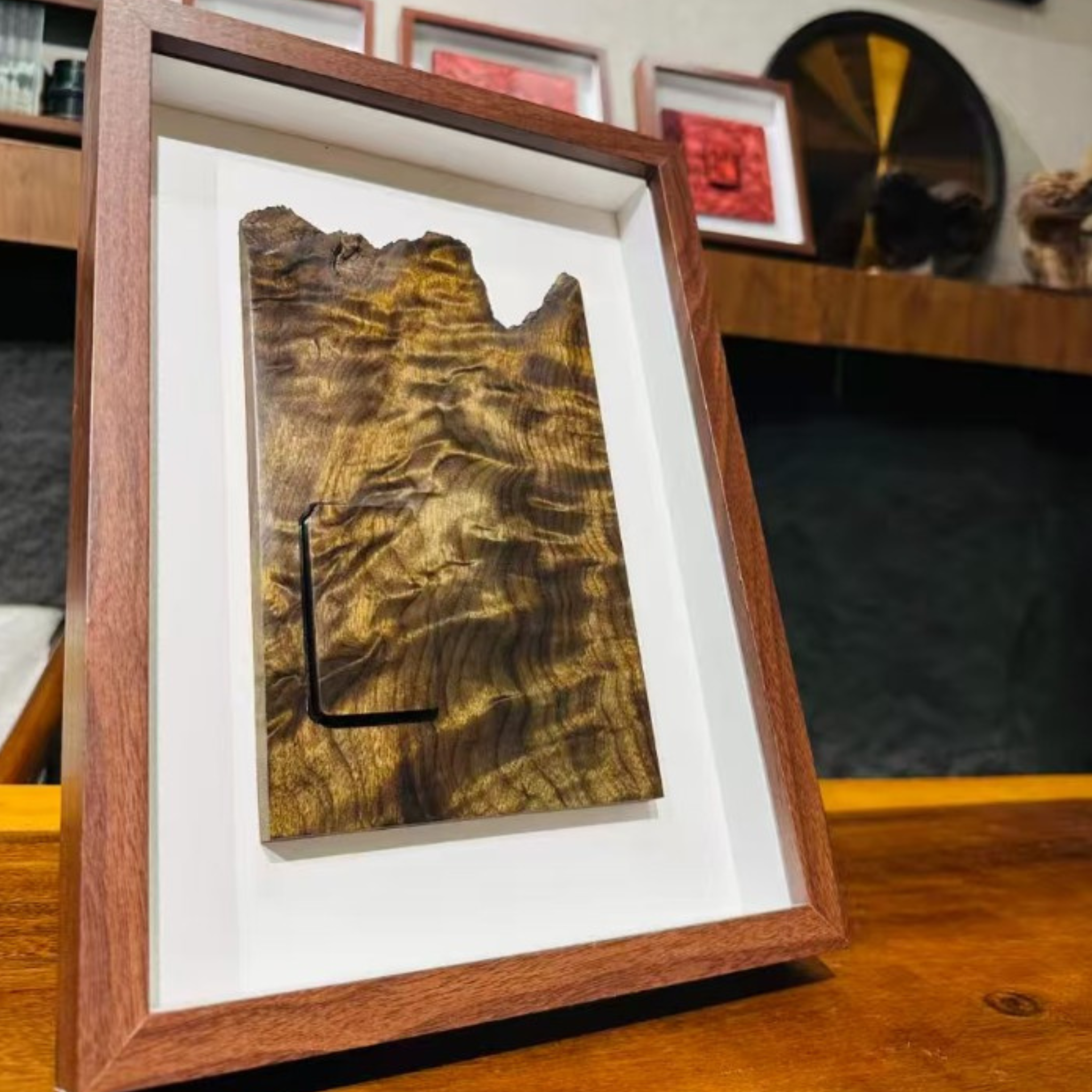 Handmade Wooden Painting With Built-in Lighter