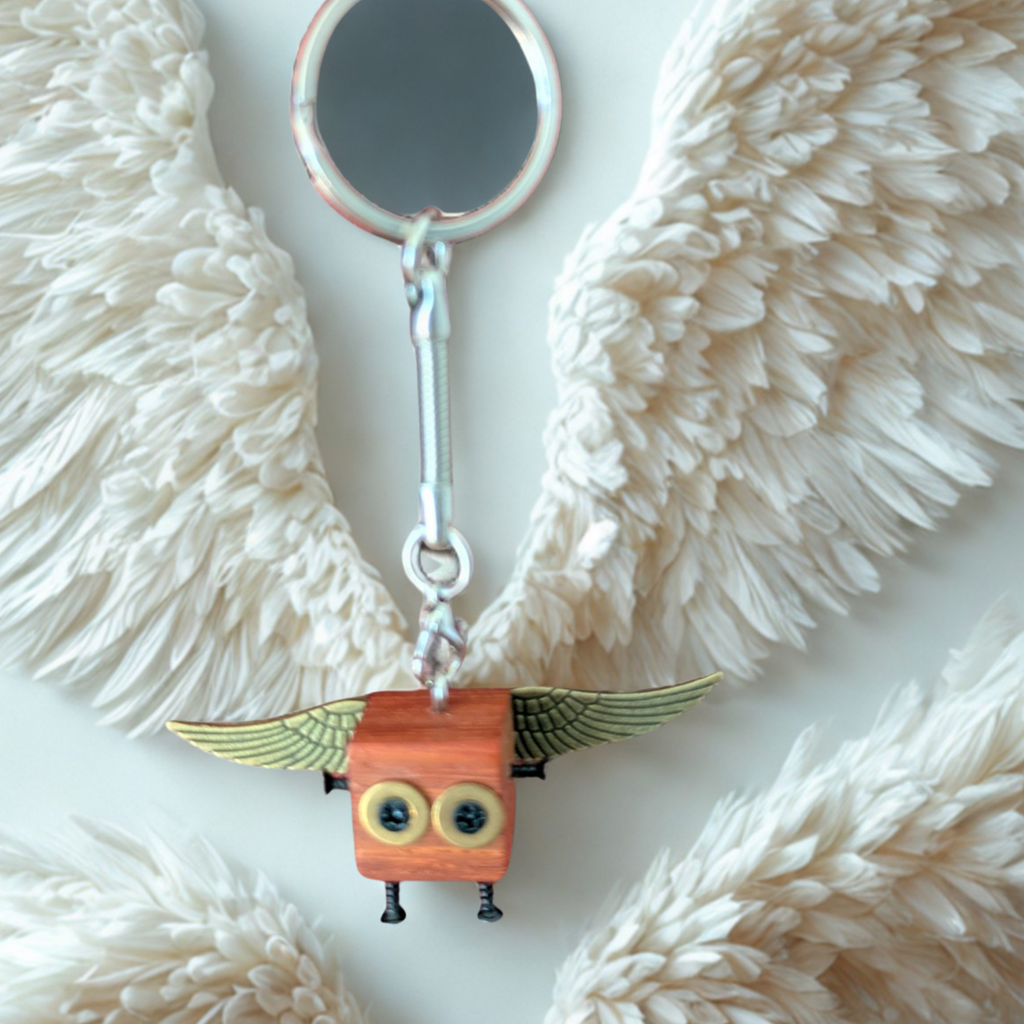 Mini Wooden Steampunk Mechanical Robot Keychain | Cute Gift For Him