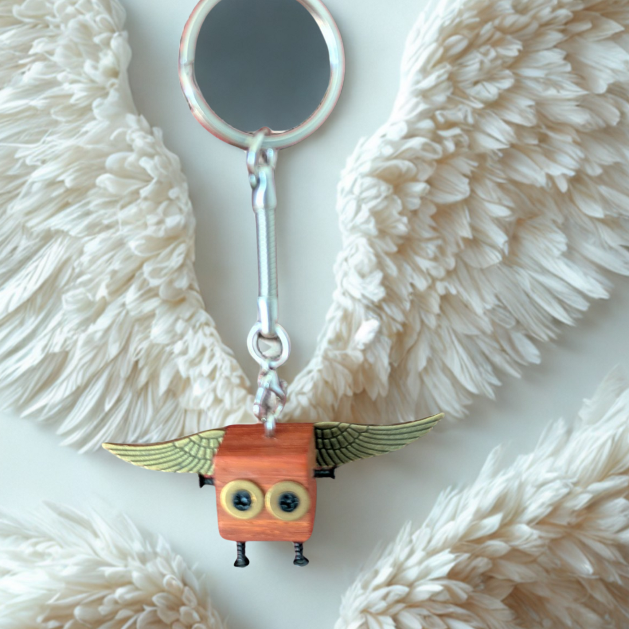 Mini Wooden Steampunk Mechanical Robot Keychain | Cute Gift For Him