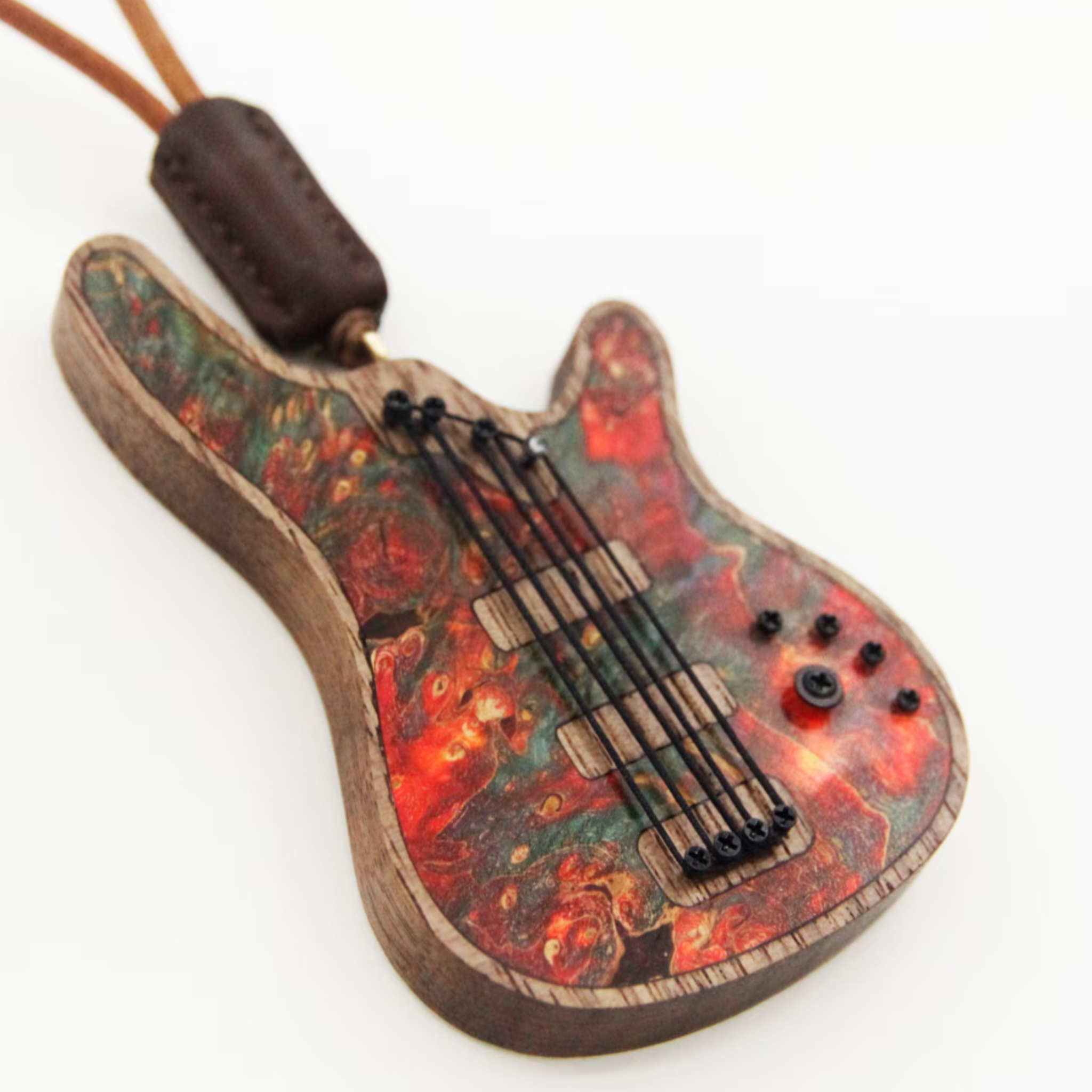Handmade Wooden Mini Colorful Bass Charm