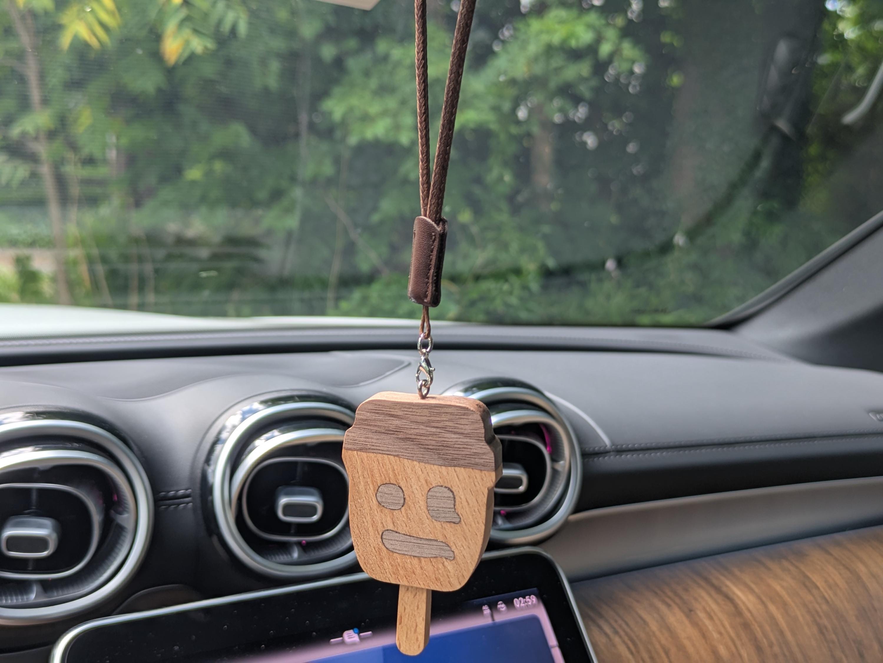 Handmade Wooden Doll Head Ice Cream | Charm For Your Car Or Backpack