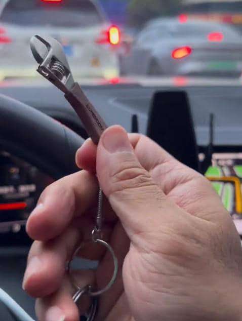 Handmade Wooden Miniature Wrench Keychain | Quirky Desk Accessory