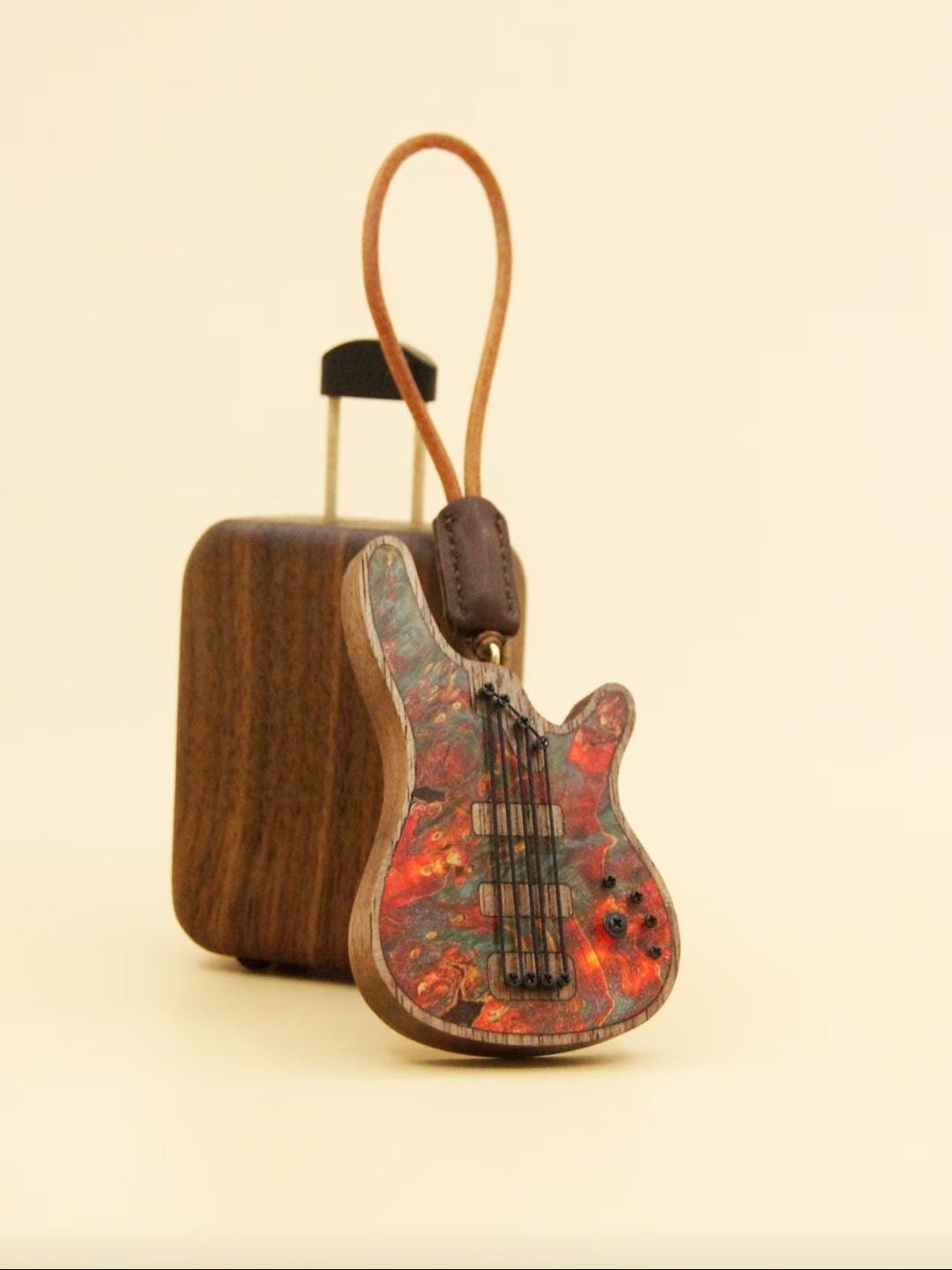 Handmade Wooden Mini Colorful Bass Keychain | Gift For Music Lover