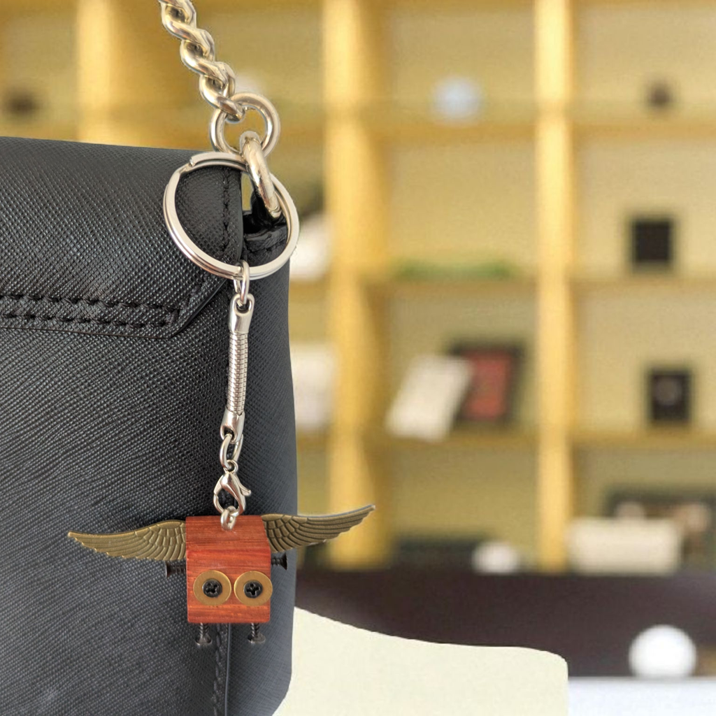 Mini Wooden Steampunk Mechanical Robot Keychain | Cute Gift For Him