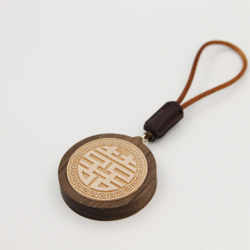 Handmade Wooden Double Happiness 喜喜 Round Ornament | Cultural Gift