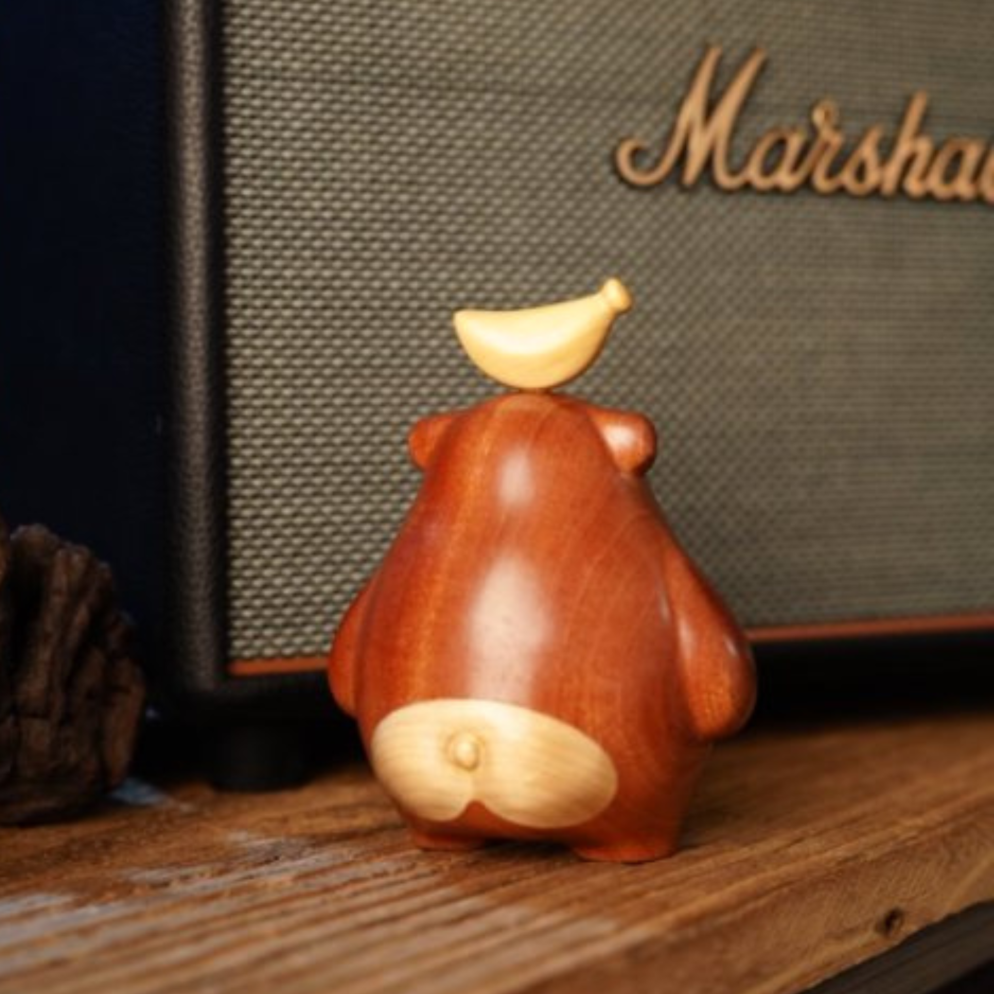 Handcrafted Walnut Wood Banana Bear
