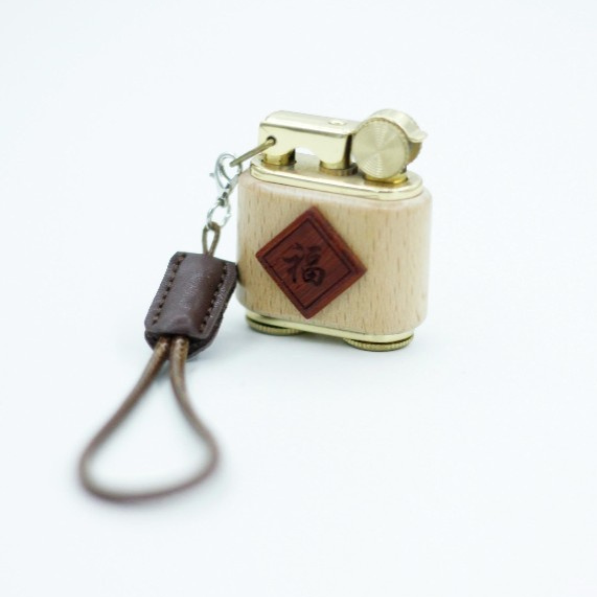 Handmade Wooden Lighter Chinese Characters Featuring Good Luck 福字