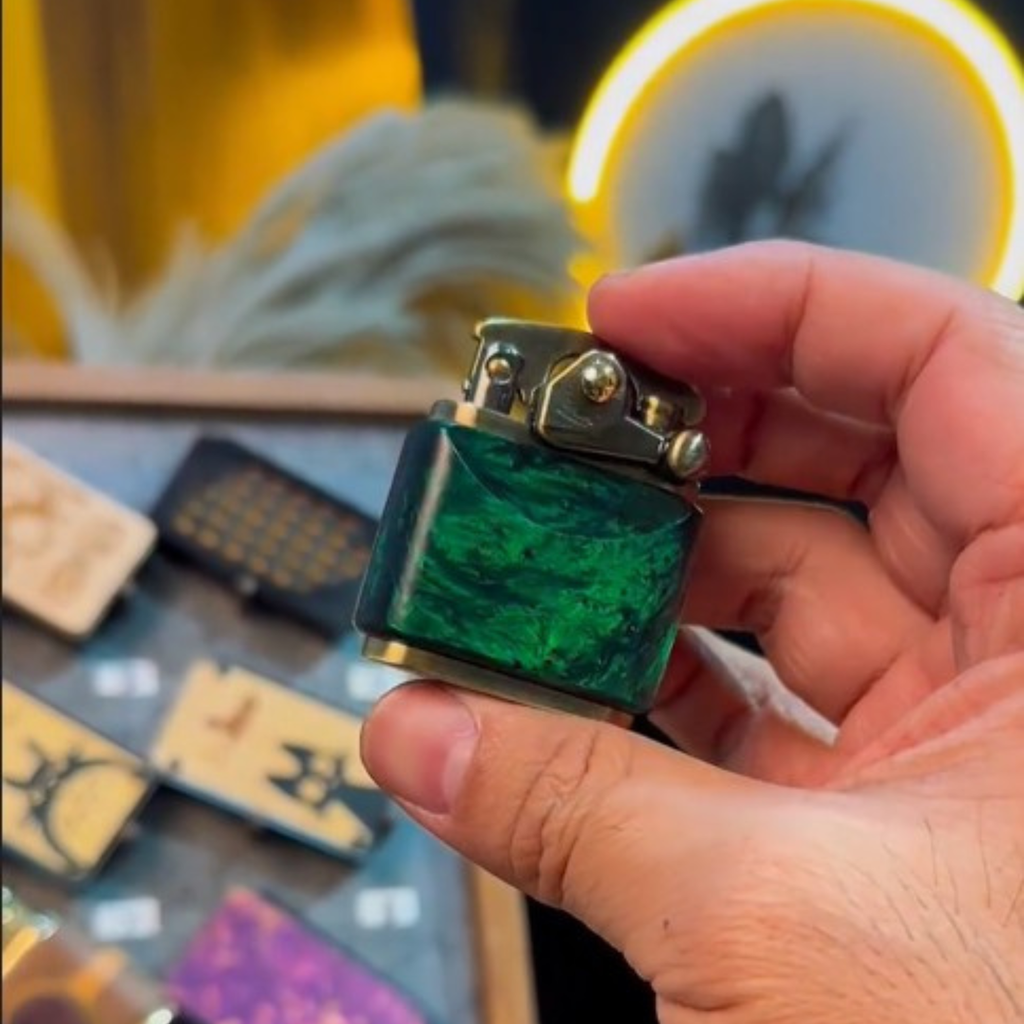 Handcrafted Wooden Lighter in Lake Green