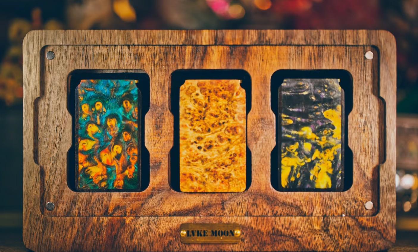 Handmade Wooden Abstract Art Style Lighter gift set