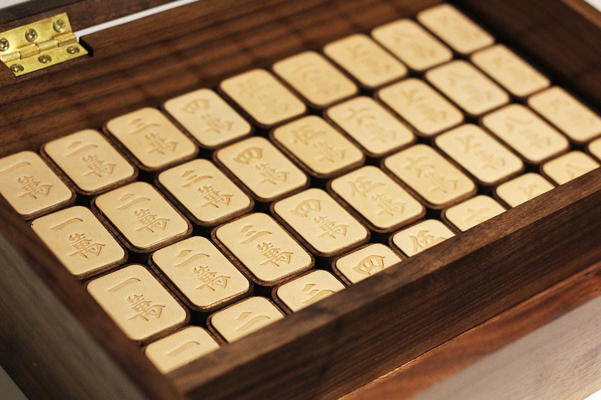 Handmade Wooden Mahjong Set | 144 Tiles Three Suits Characters