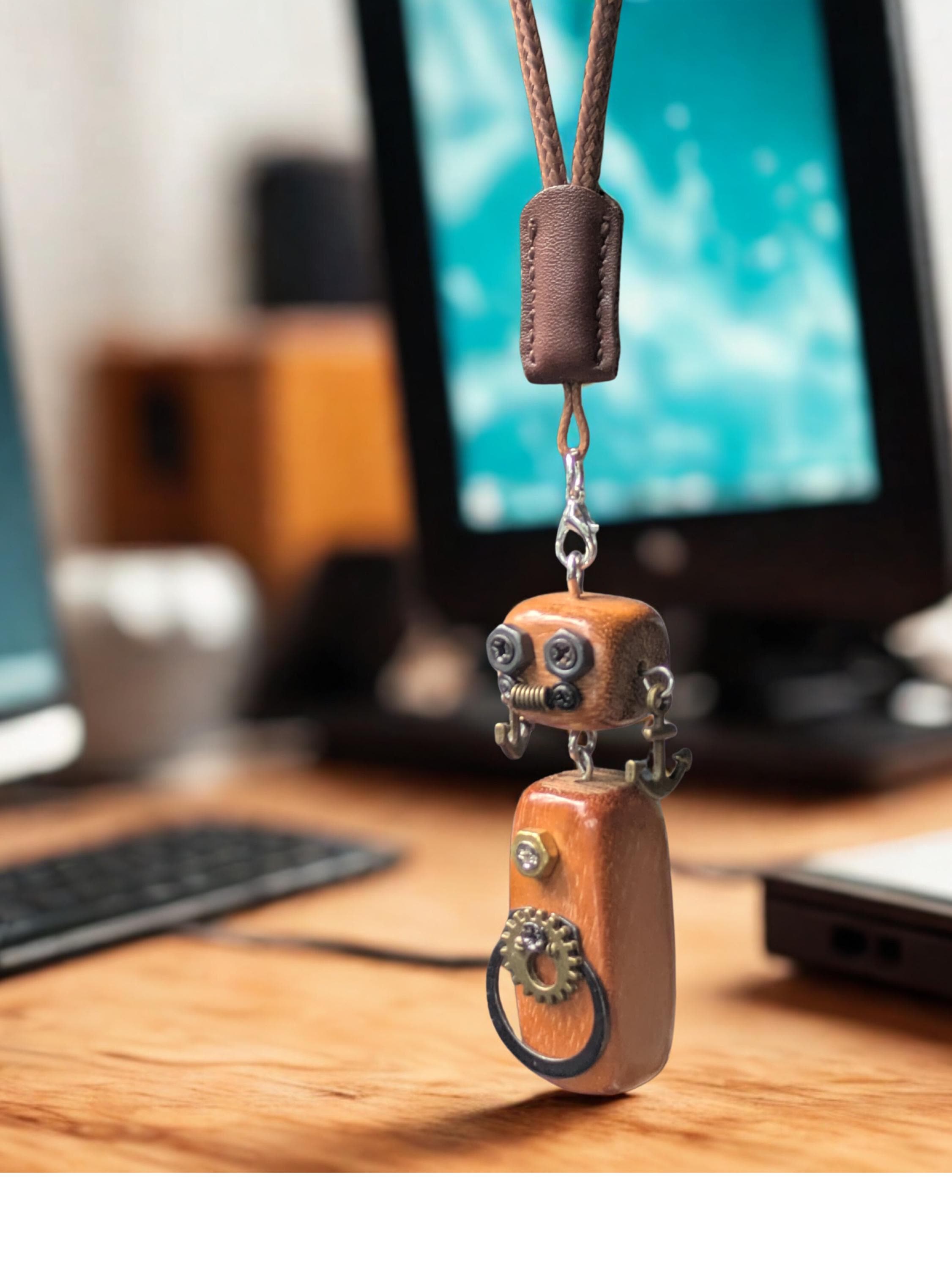 Mechanical Robot Rearview Mirror Accessory | Steampunk Style Bag Charm