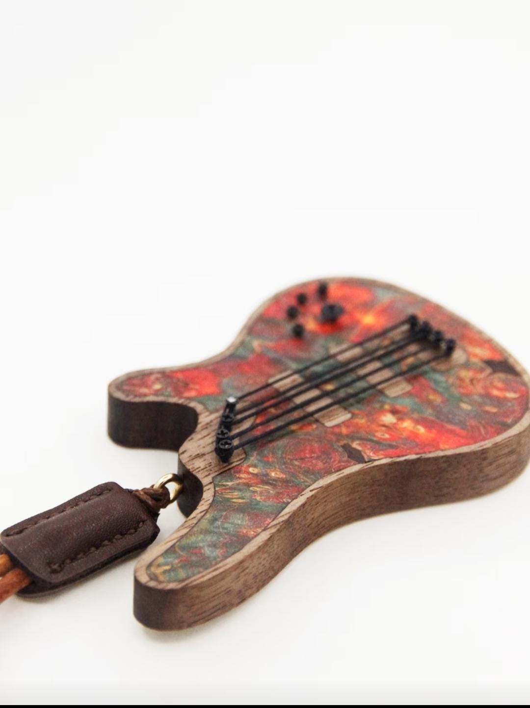 Handmade Wooden Mini Colorful Bass Keychain | Gift For Music Lover