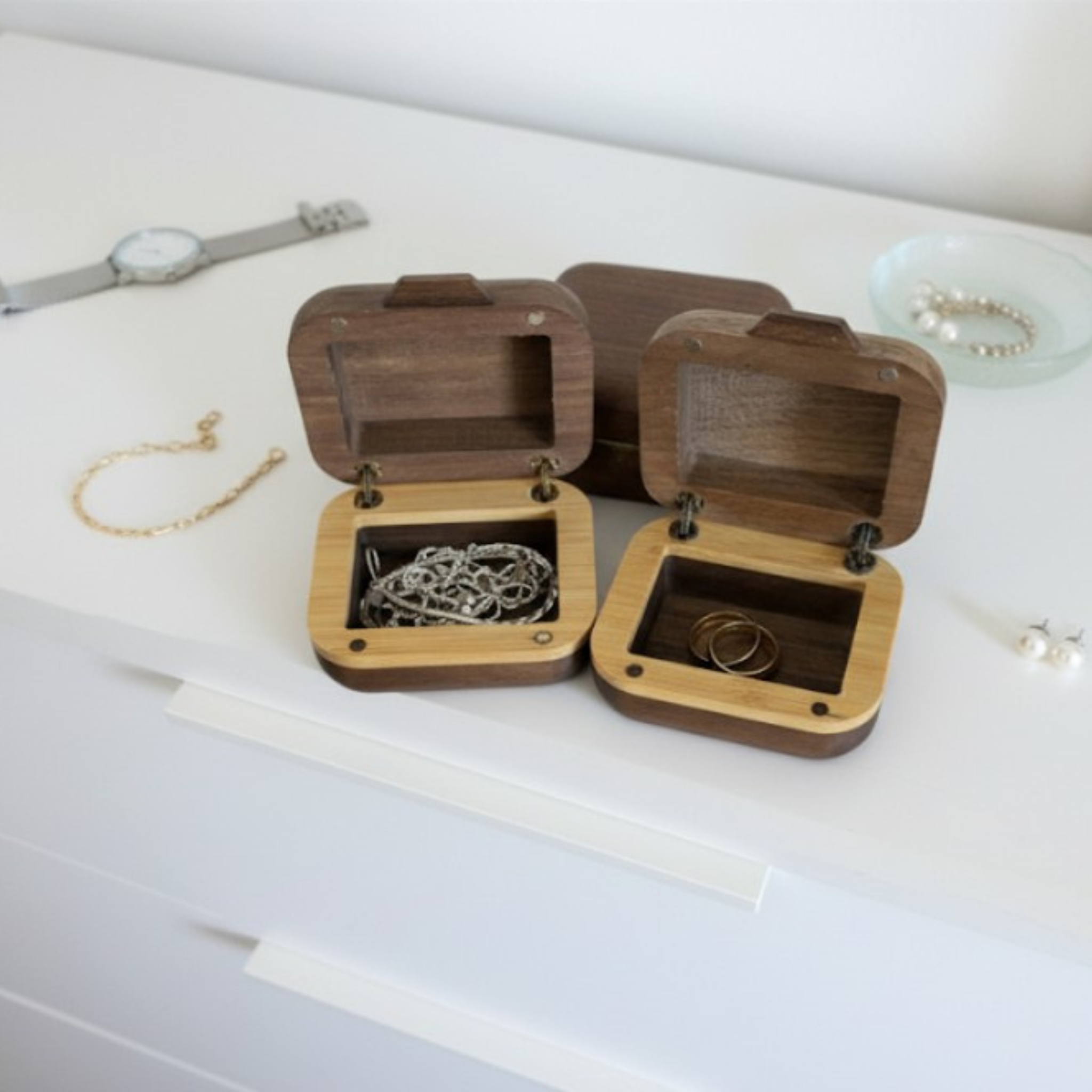 Handmade Wooden Mini Suitcase Jewelry Box | Cute Holiday Gift For Her