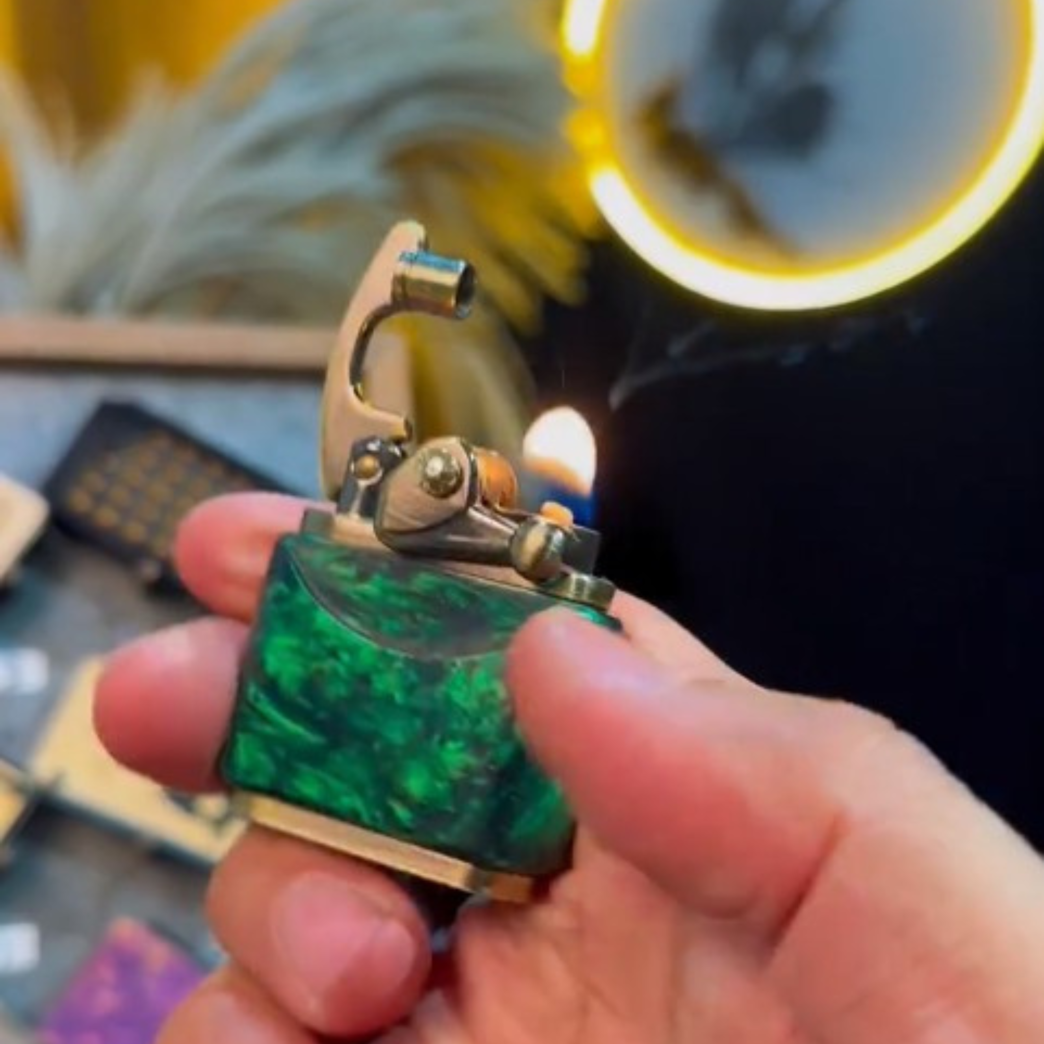 Handcrafted Wooden Lighter in Lake Green