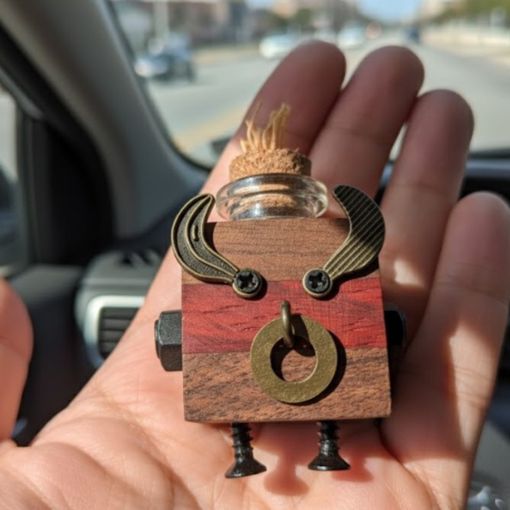 Wooden Steampunk Robot Car Essential Oils Diffuser | Car Accessory