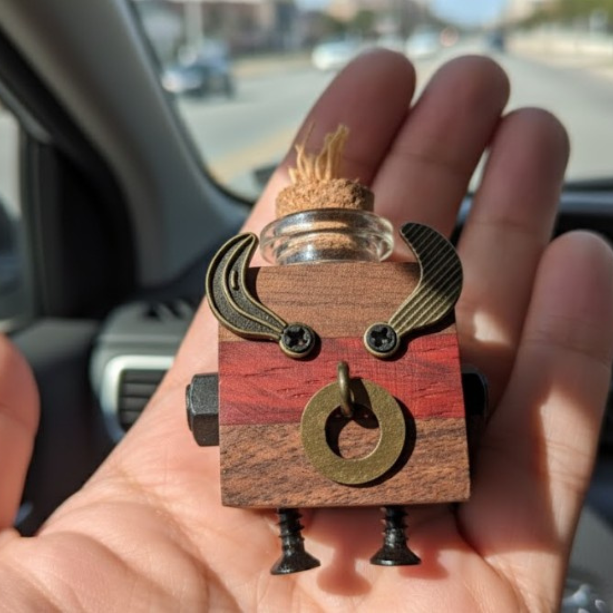 Wooden Steampunk Robot Car Essential Oils Diffuser | Car Accessory