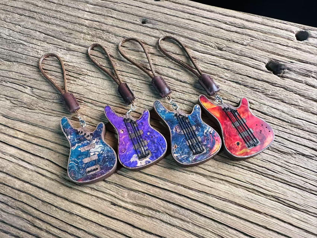 Handmade Wooden Mini Colorful Bass Keychain | Gift For Music Lover