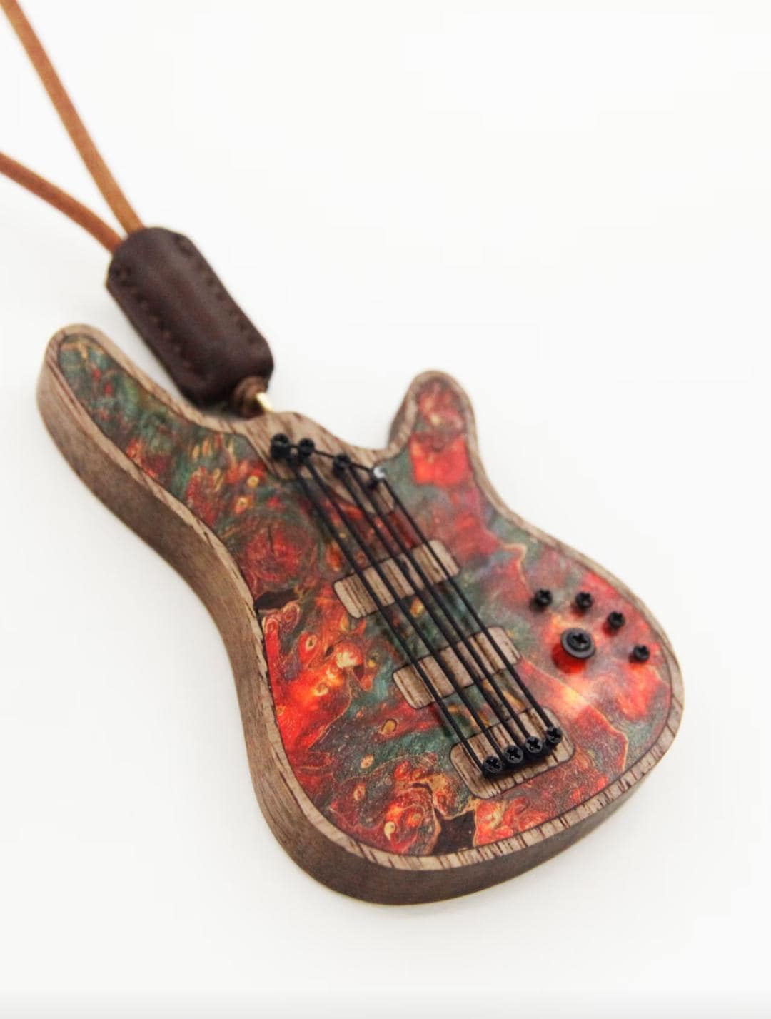 Handmade Wooden Mini Colorful Bass Keychain | Gift For Music Lover