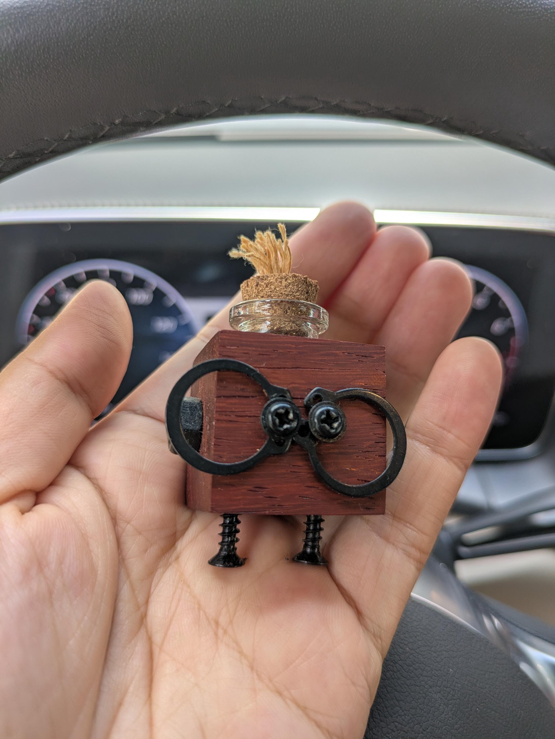Wooden Steampunk Robot Car Essential Oils Diffuser | Car Accessory