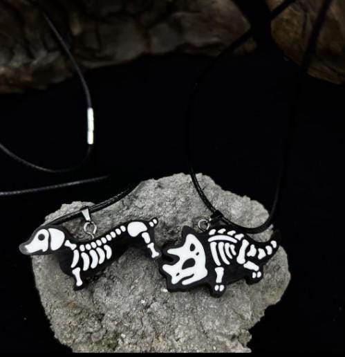 Handmade Wooden Mini Dinosaur Necklace | Black & White Minimalist Gift
