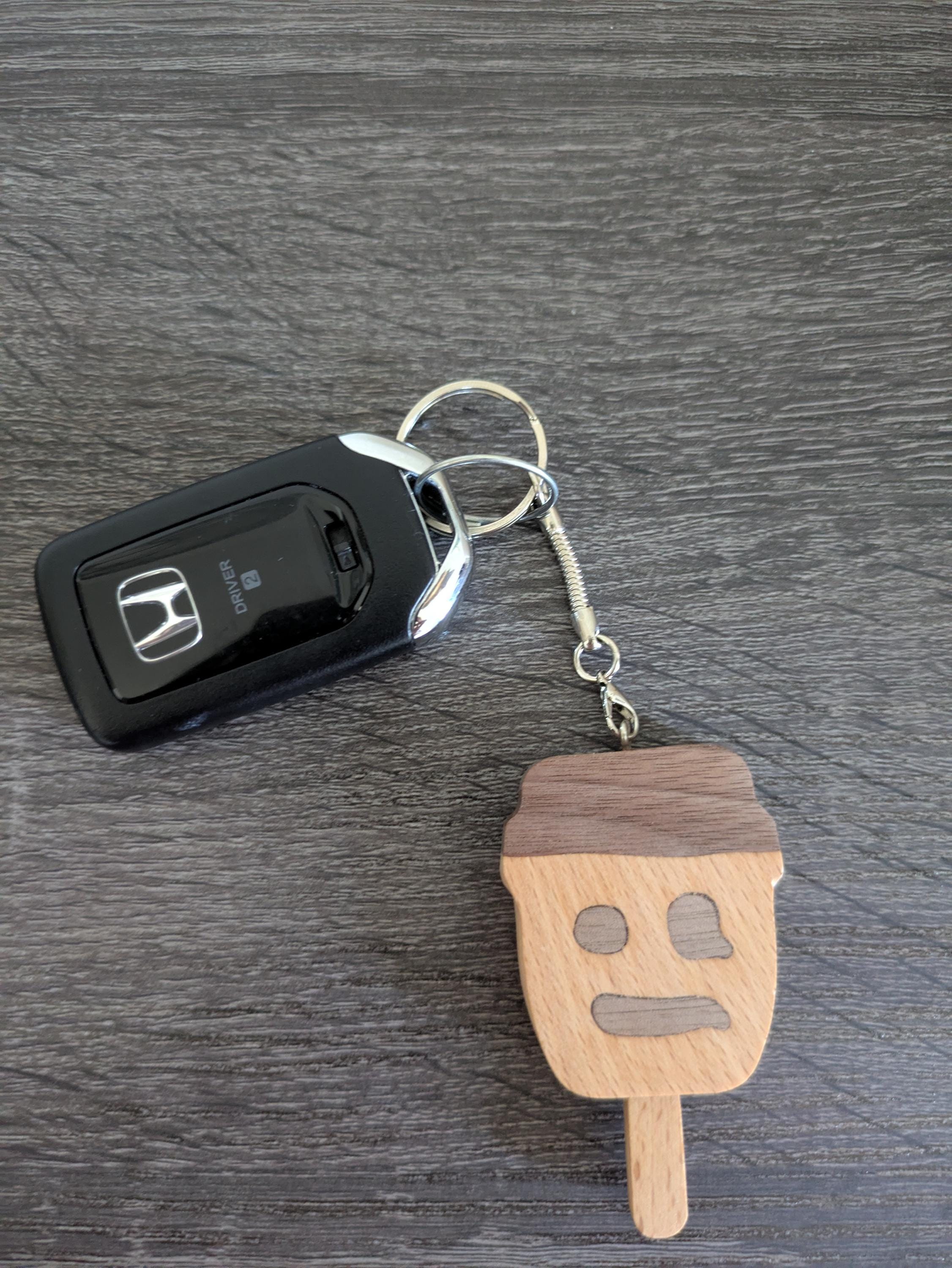Handmade Wooden Doll Head Ice Cream | Charm For Your Car Or Backpack