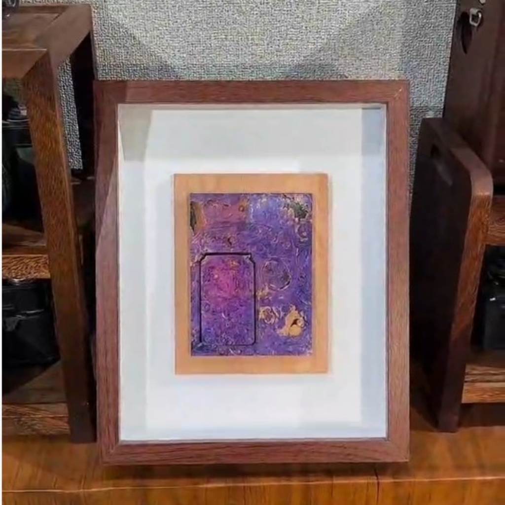 Handmade Wooden Painting With Built-in Lighter