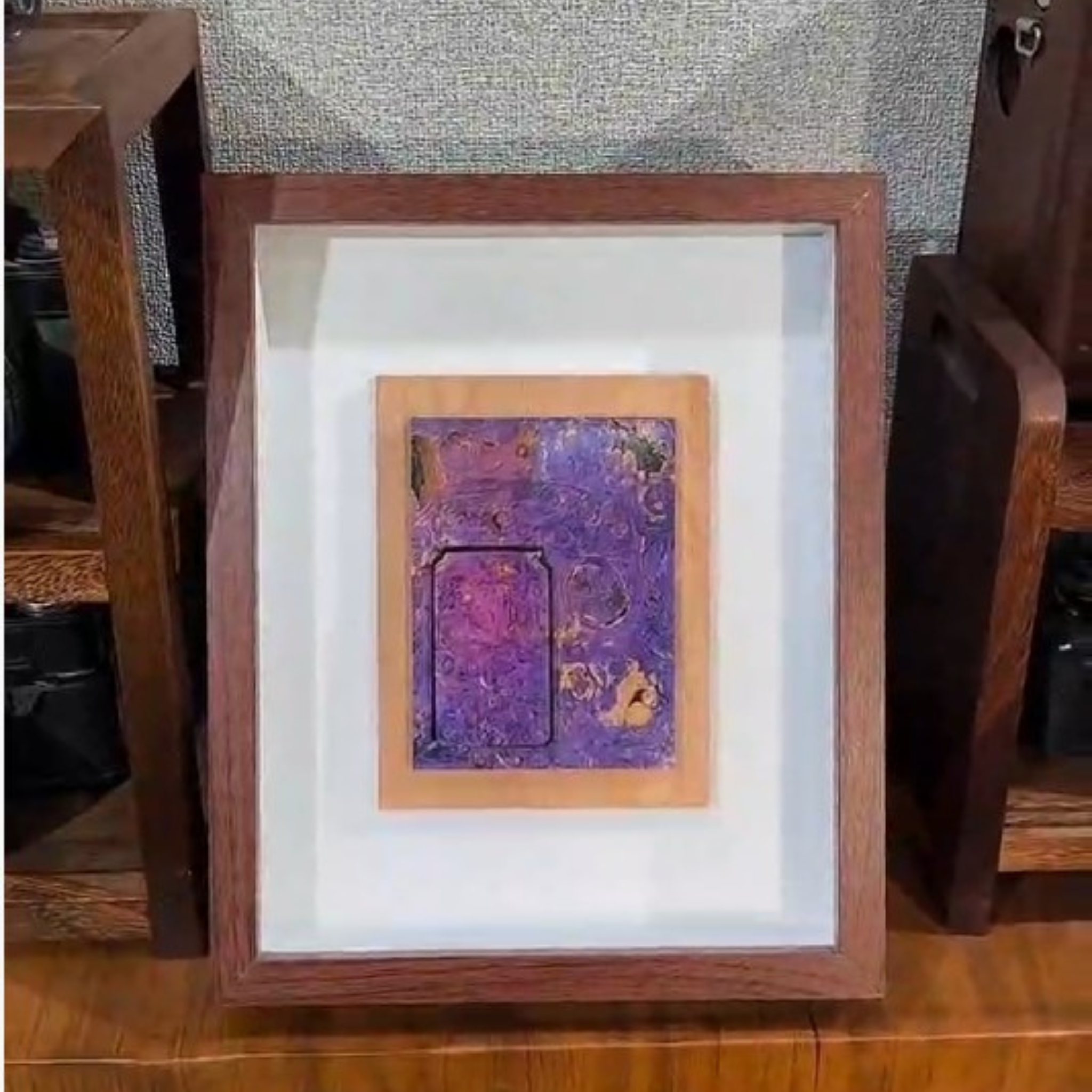Handmade Wooden Painting With Built-in Lighter