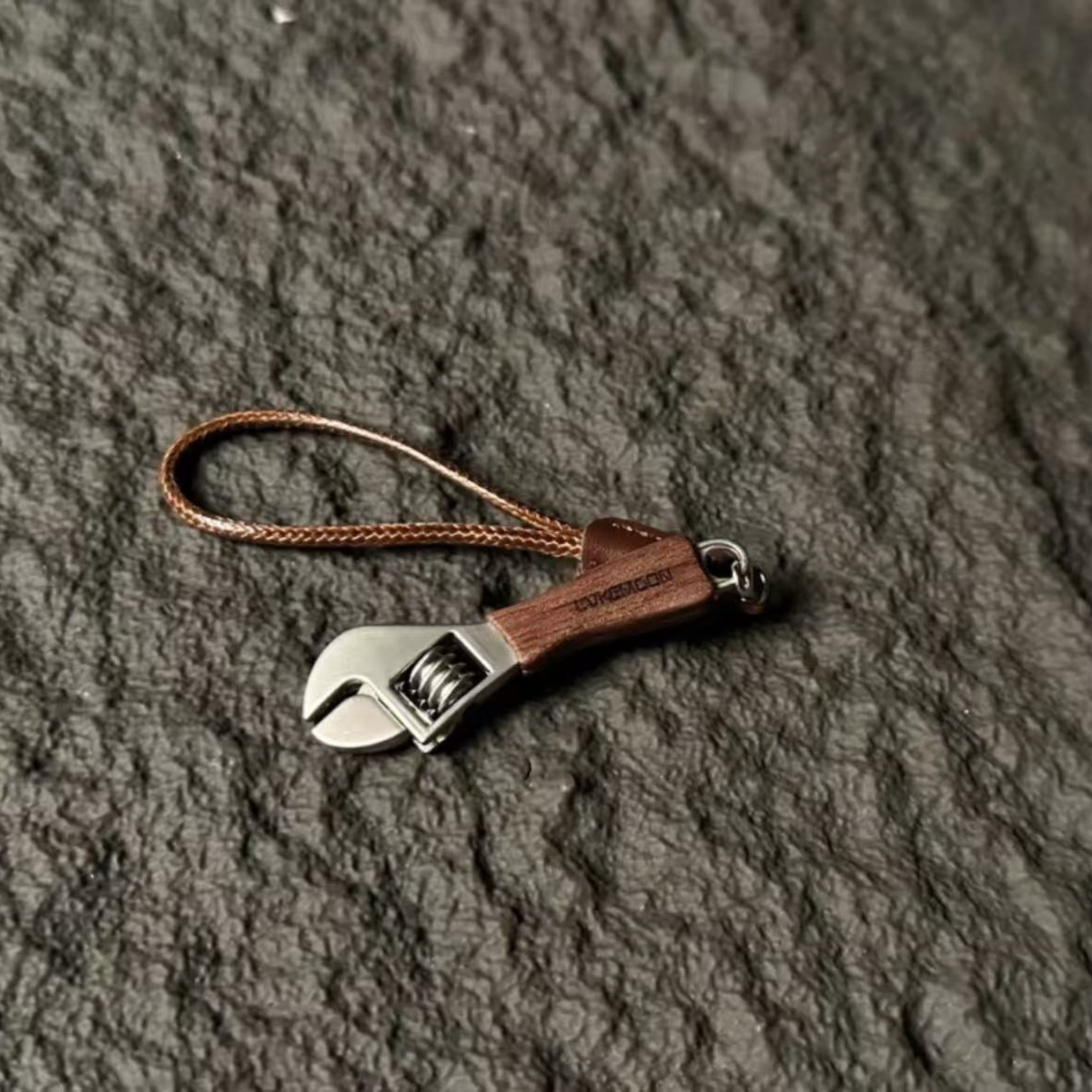 Handmade Wooden Miniature Wrench Keychain | Quirky Desk Accessory