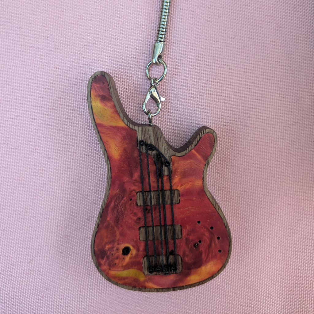 Handmade Wooden Mini Colorful Bass Charm
