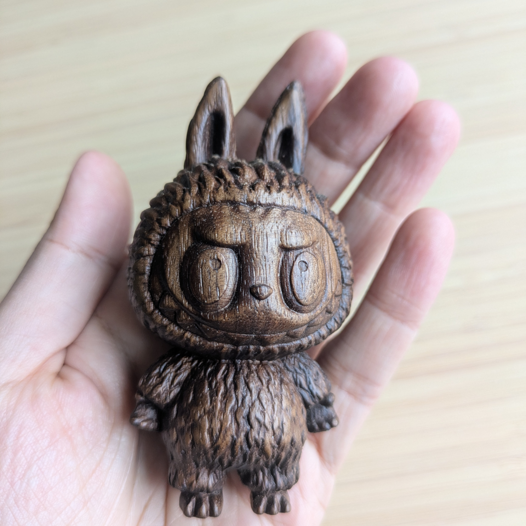 Handmade Wooden Labubu Figurine