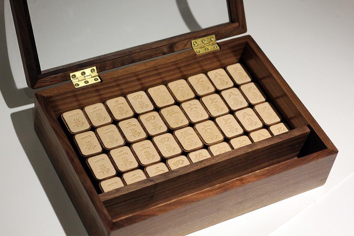 Handmade Wooden Mahjong Set