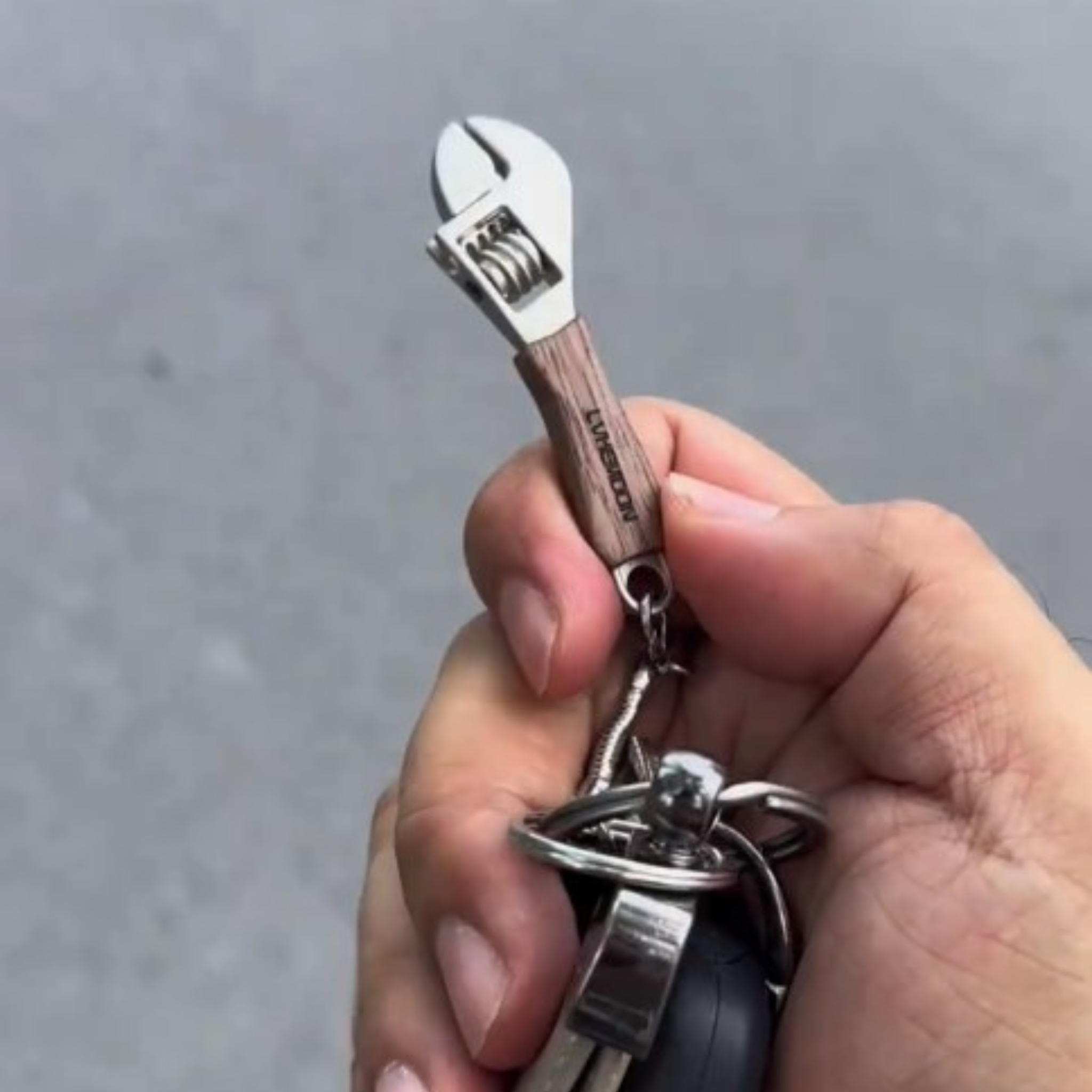 Handmade Wooden Miniature Wrench Keychain | Quirky Desk Accessory