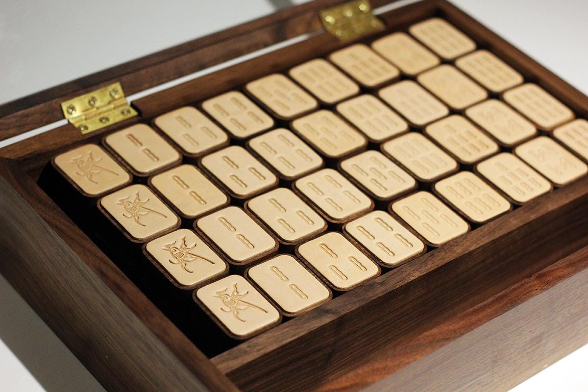 Handmade Wooden Mahjong Set | 144 Tiles Three Suits Characters