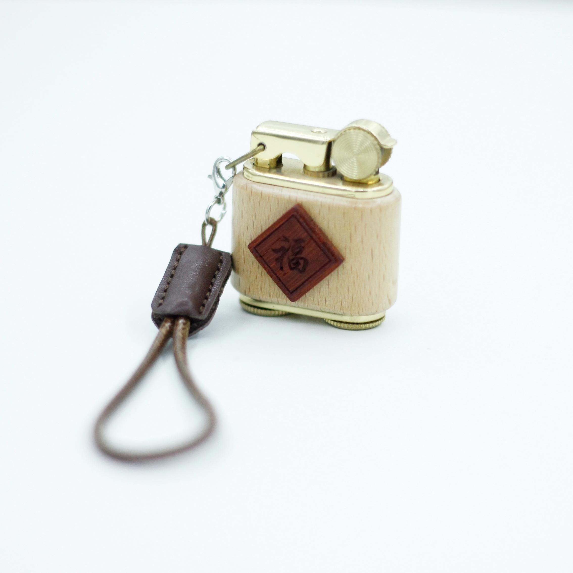 Handmade Wooden Lighter Chinese Characters Featuring Good Luck