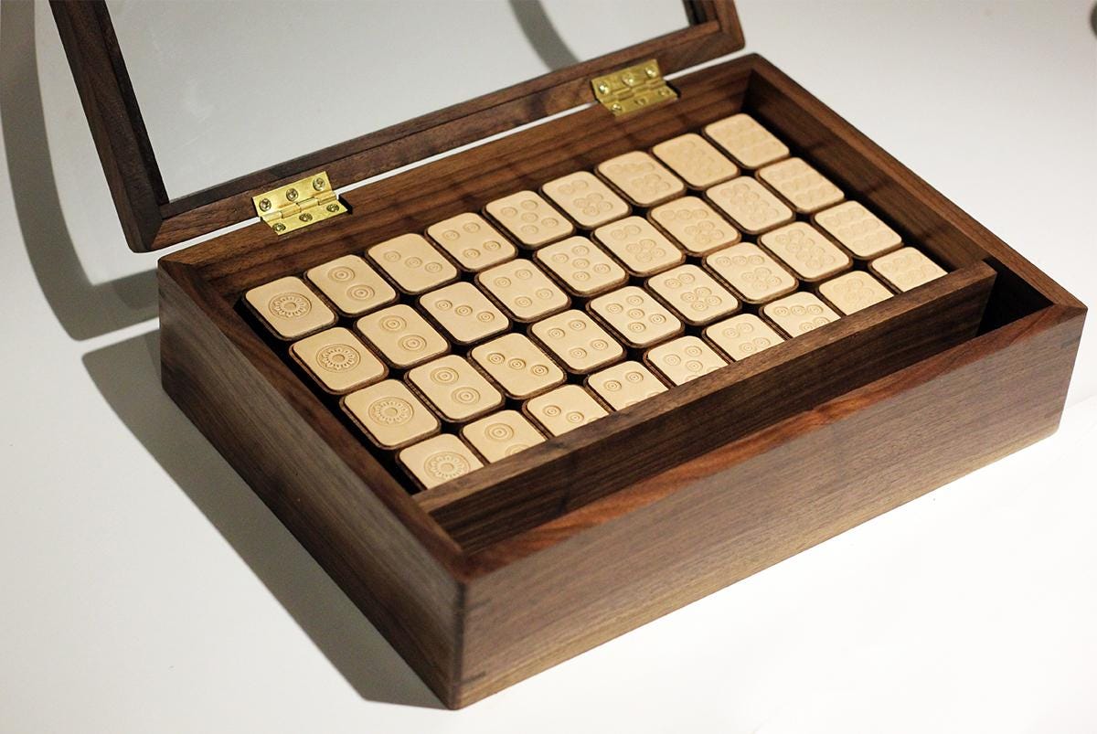 Handmade Wooden Mahjong Set | 144 Tiles Three Suits Characters