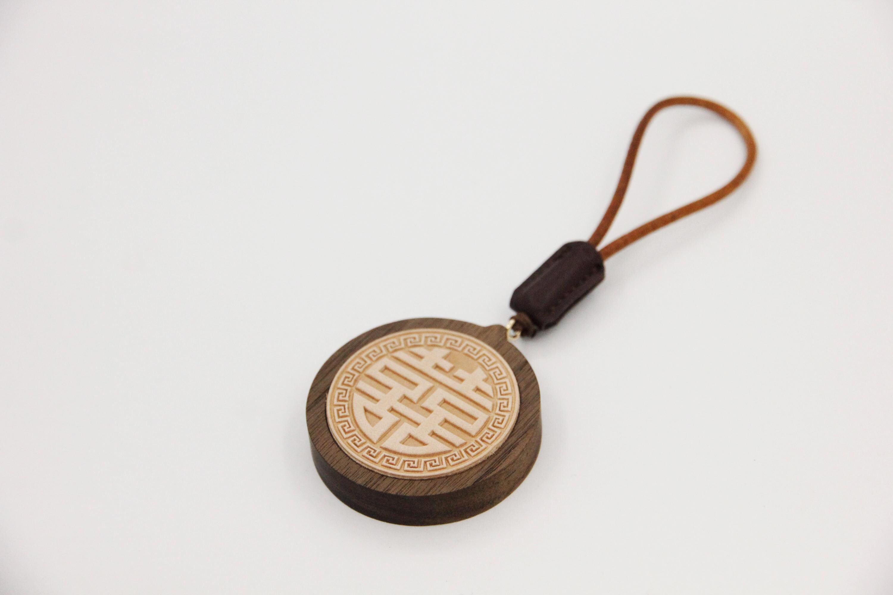 Handmade Wooden Double Happiness 喜喜 Round Ornament | Cultural Gift